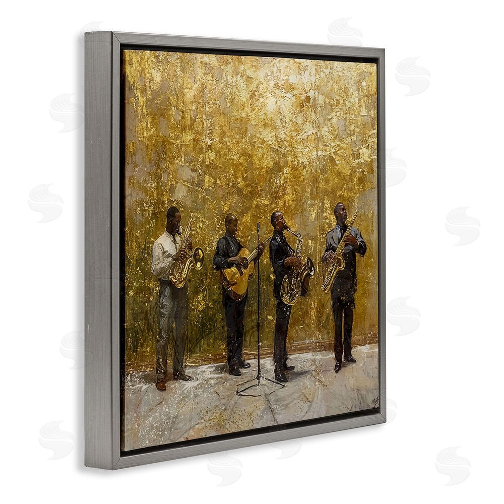 Marta Wiley Golden Era Jazz Musicians Gray Floating Frame Canvas Wall Art Print