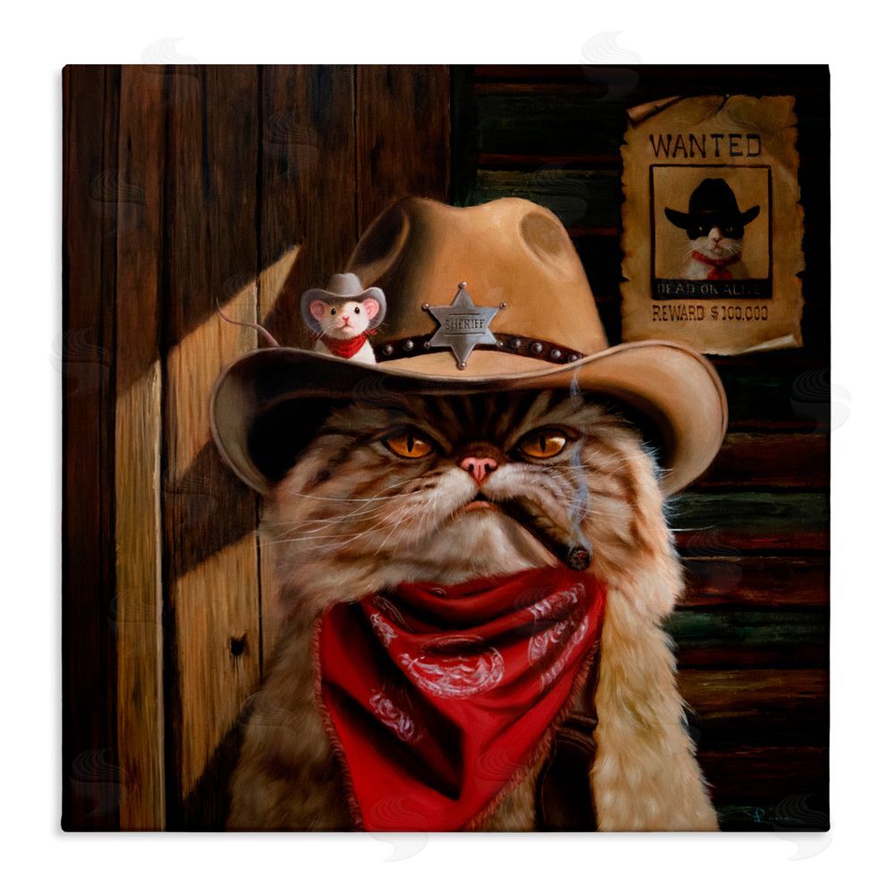 Lucia Heffernan Deputy Purrkins Cat Sheriff Stretched Canvas Wall Art Print