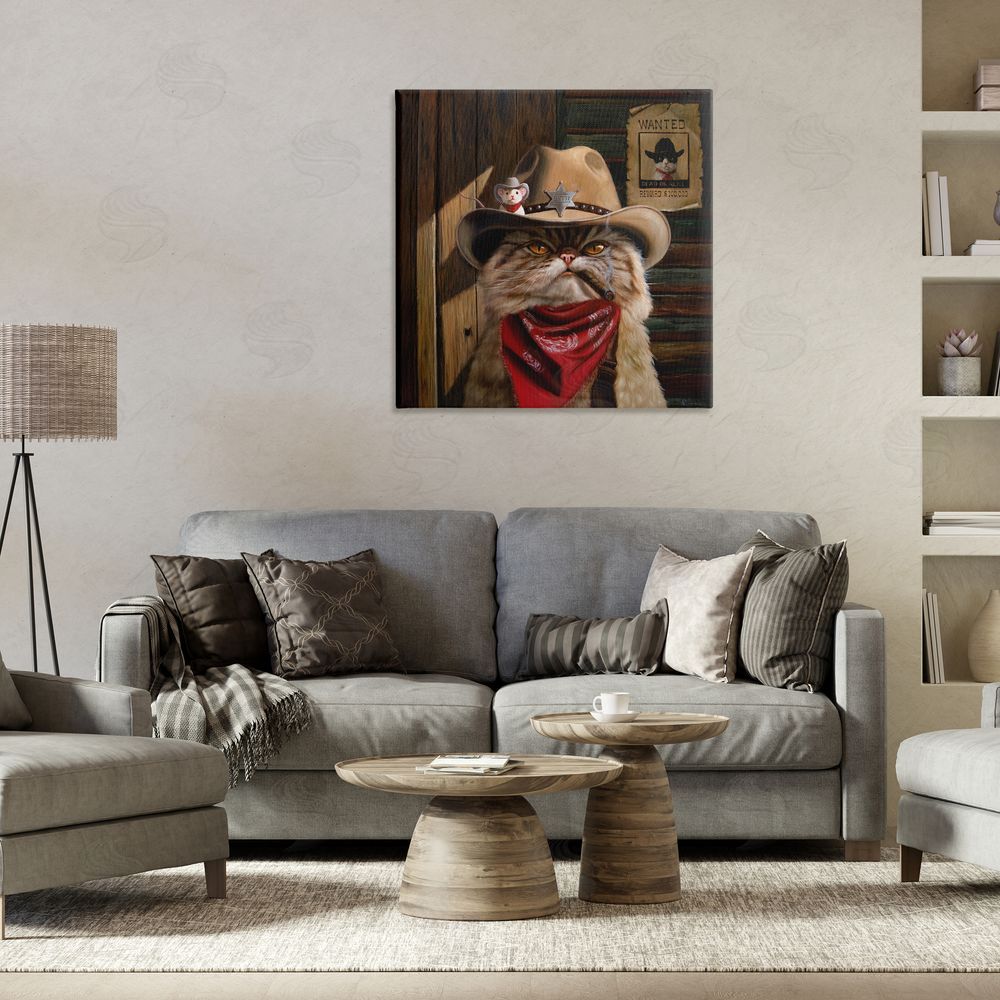 Lucia Heffernan Deputy Purrkins Cat Sheriff Stretched Canvas Wall Art Print in Room