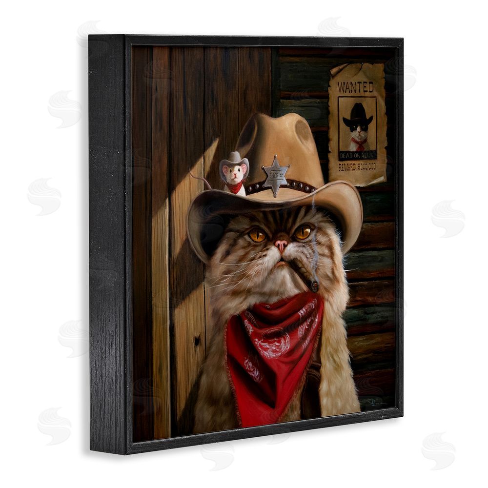 Lucia Heffernan Deputy Purrkins Cat Sheriff Black Framed Giclee Print Wall Art