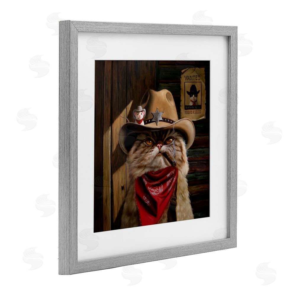 Lucia Heffernan Deputy Purrkins Cat Sheriff Gray Framed Print Under Glass Wall Art
