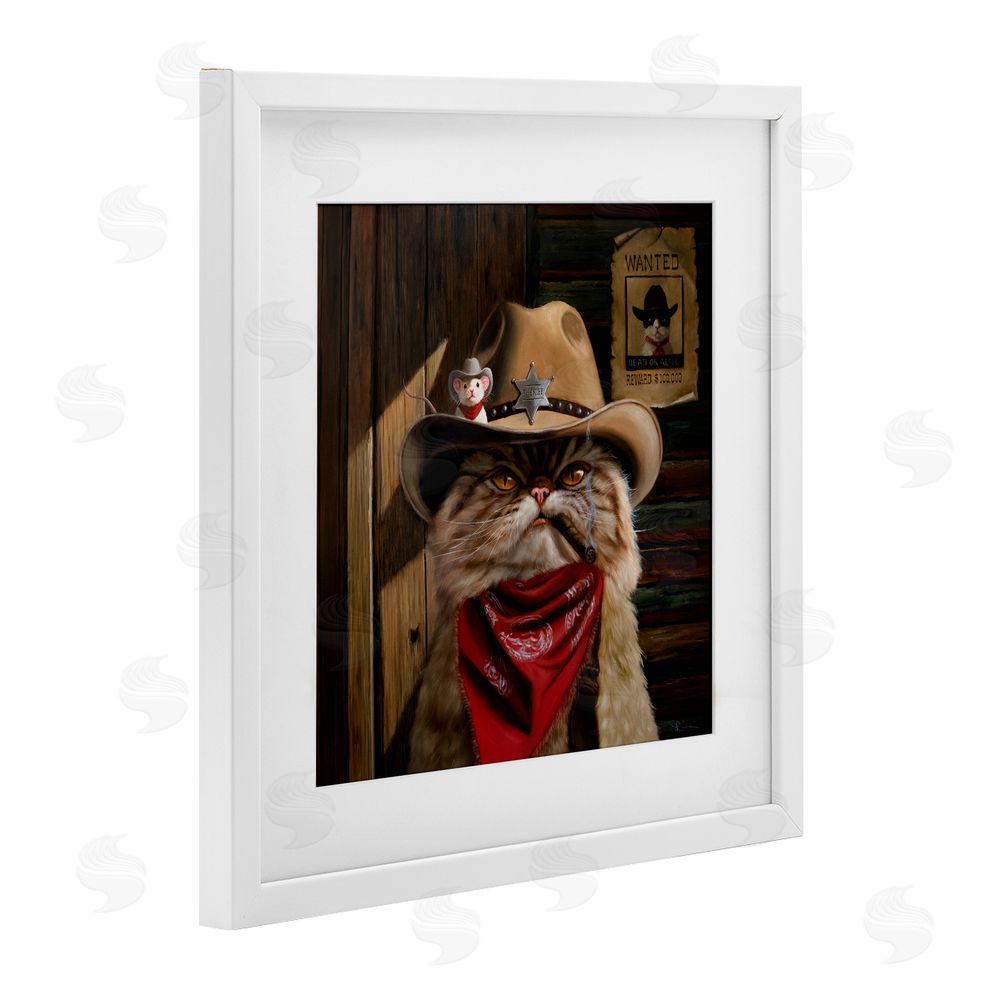 Lucia Heffernan Deputy Purrkins Cat Sheriff White Framed Print Under Glass Wall Art
