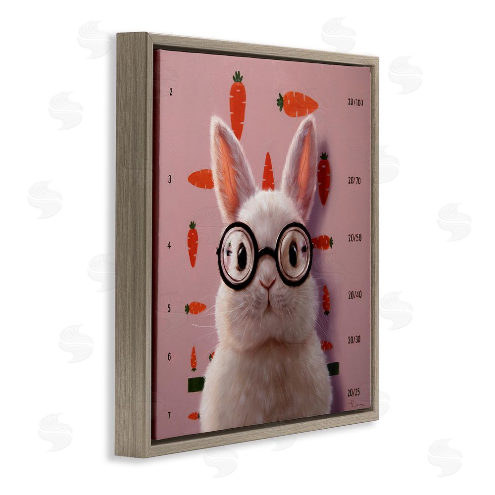 Lucia Heffernan Bunny & Carrots Eye Exam Brown Floating Frame Canvas Wall Art Print