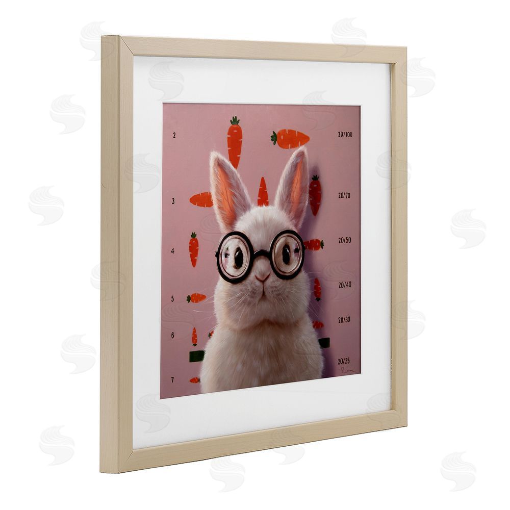 Lucia Heffernan Bunny & Carrots Eye Exam Brown Framed Print Under Glass Wall Art
