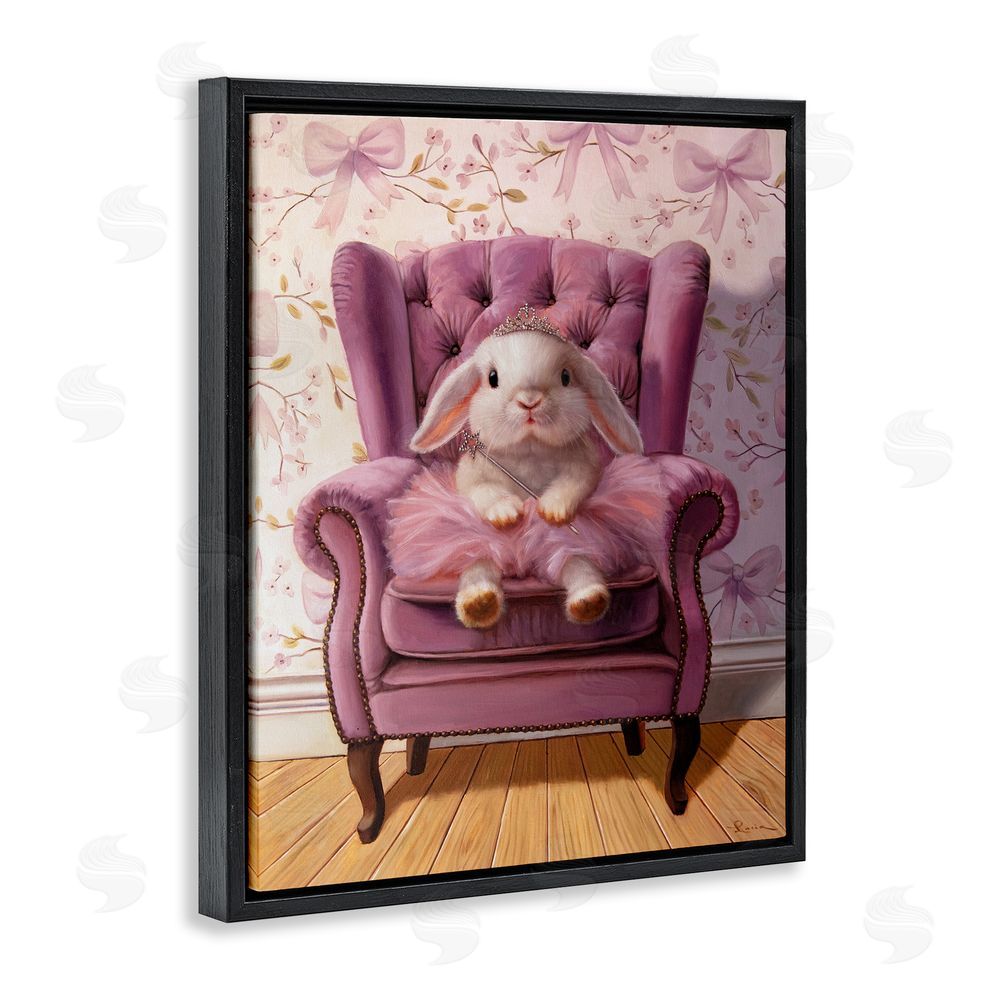 Lucia Heffernan Pink Princess Tutu Bunny Black Floating Frame Canvas Wall Art Print