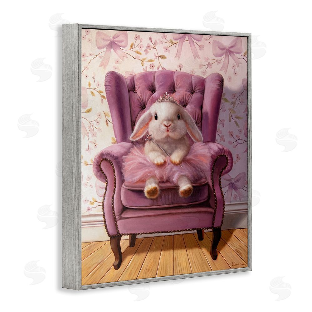 Lucia Heffernan Pink Princess Tutu Bunny Gray Framed Giclee Print Wall Art