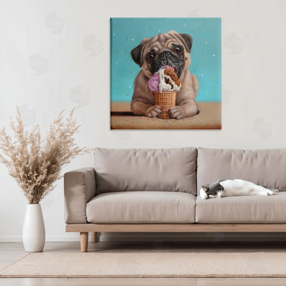 Lucia Heffernan Neapawlitan Ice Cream & Dog Stretched Canvas Wall Art Print in Room