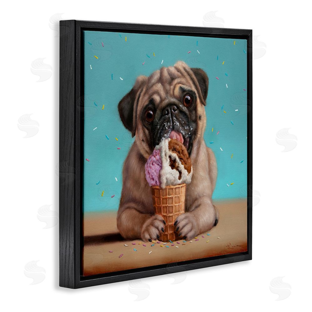 Lucia Heffernan Neapawlitan Ice Cream & Dog Black Floating Frame Canvas Wall Art Print