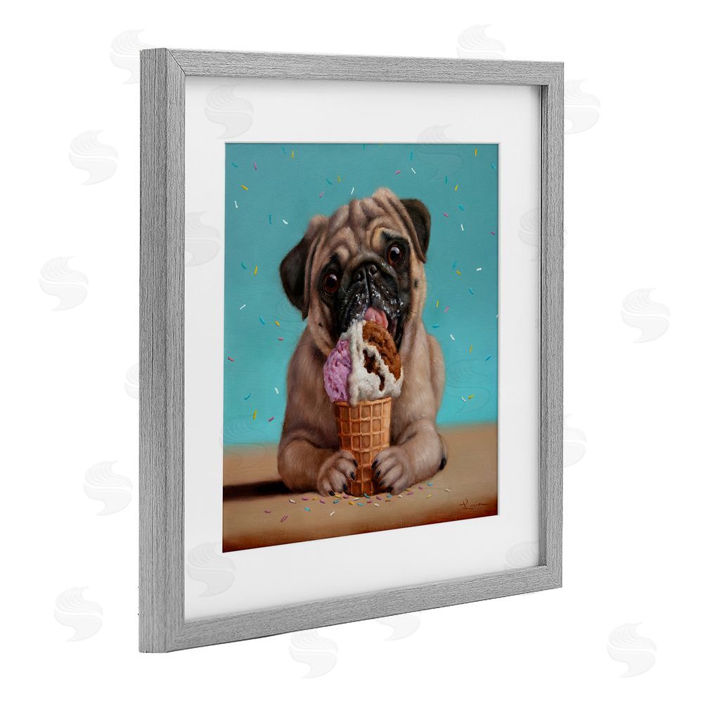Lucia Heffernan Neapawlitan Ice Cream & Dog Gray Framed Print Under Glass Wall Art