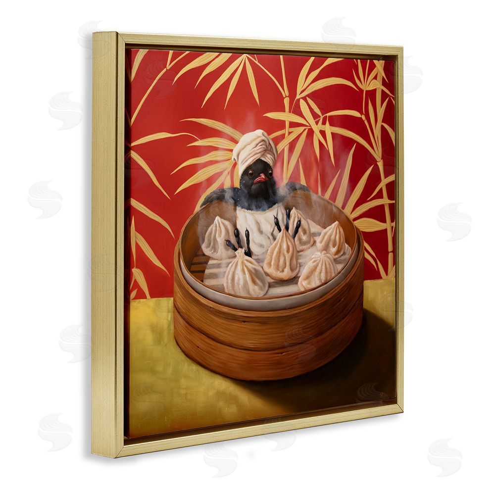 Lucia Heffernan Bamboo Steamer Bird Gold Floating Frame Canvas Wall Art Print