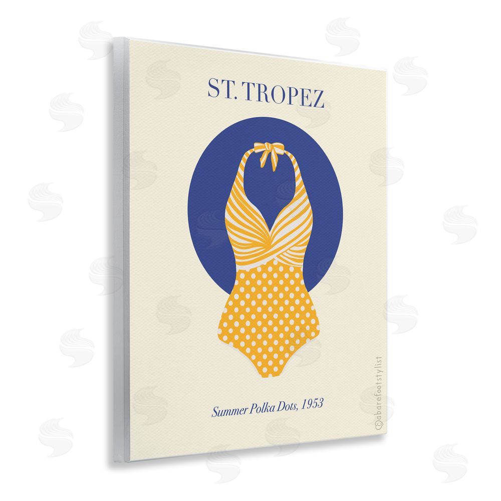 A Barefoot Stylist St. Tropez Dotted Swimsuit Wall Plaque Art Print
