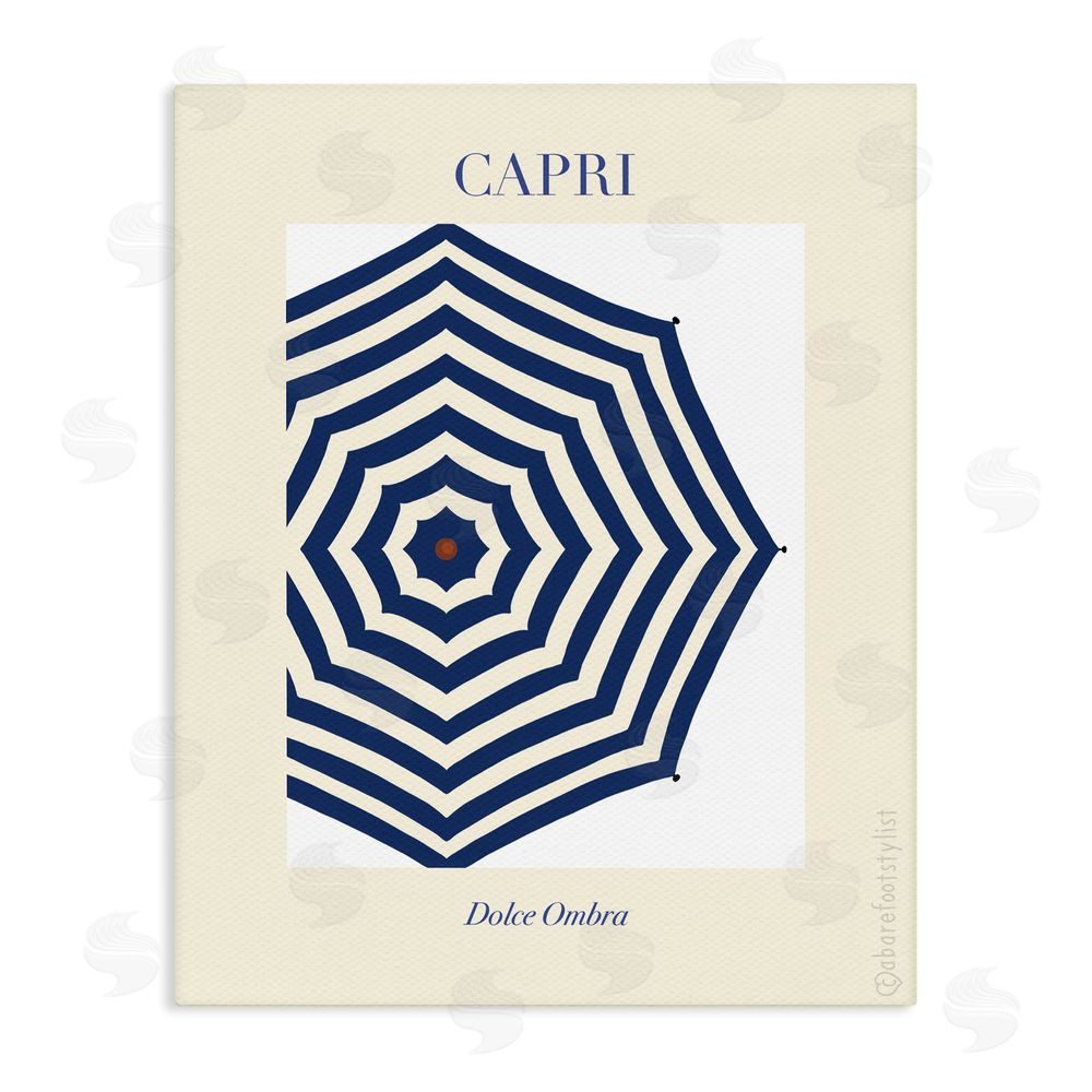 A Barefoot Stylist Capri Striped Umbrella Stretched Canvas Wall Art