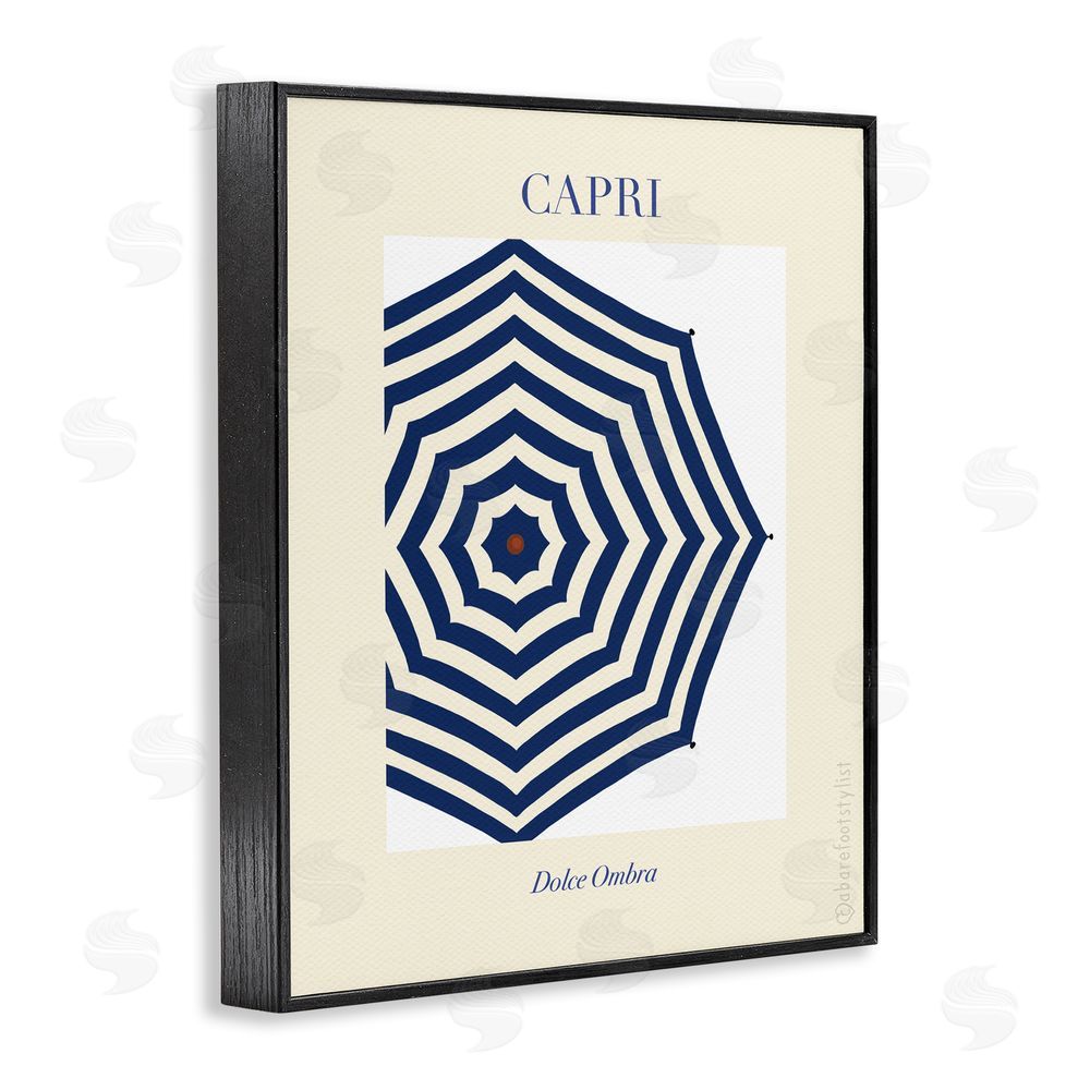 A Barefoot Stylist Capri Striped Umbrella Black Framed Giclee Wall Art Print