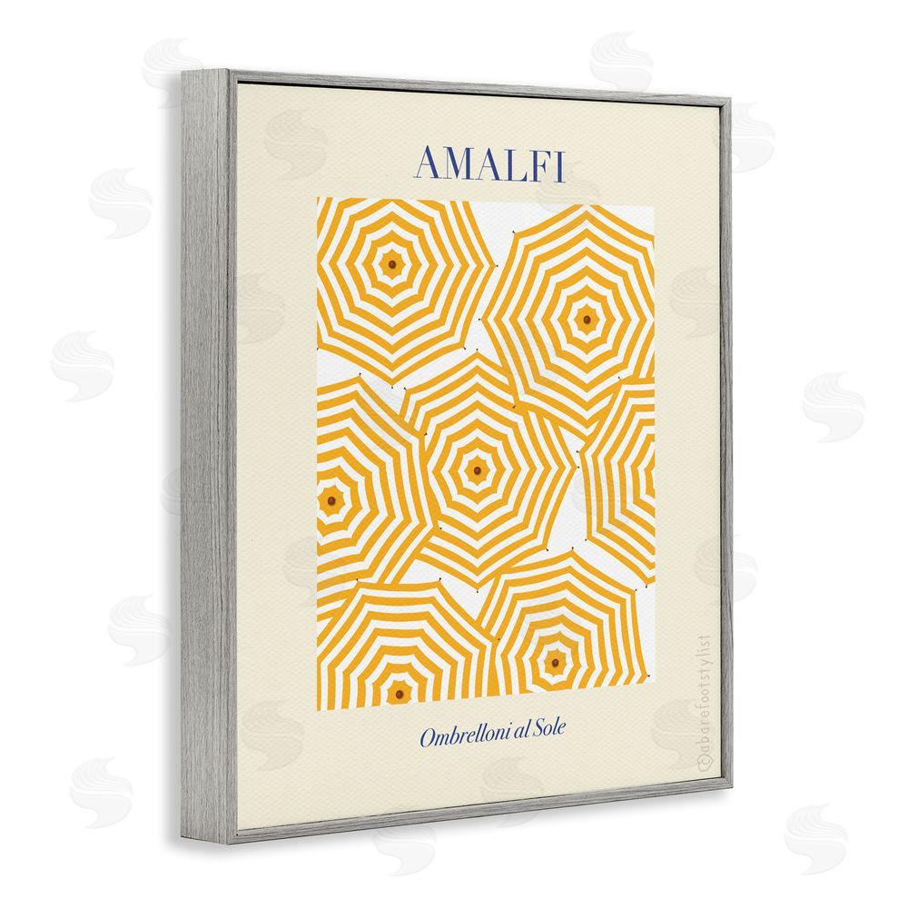 A Barefoot Stylist Yellow Amalfi Umbrellas Gray Framed Giclee Wall Art Print
