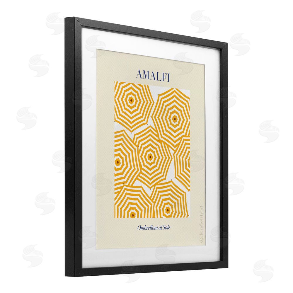 A Barefoot Stylist Yellow Amalfi Umbrellas Black Framed Print Under Glass Wall Art