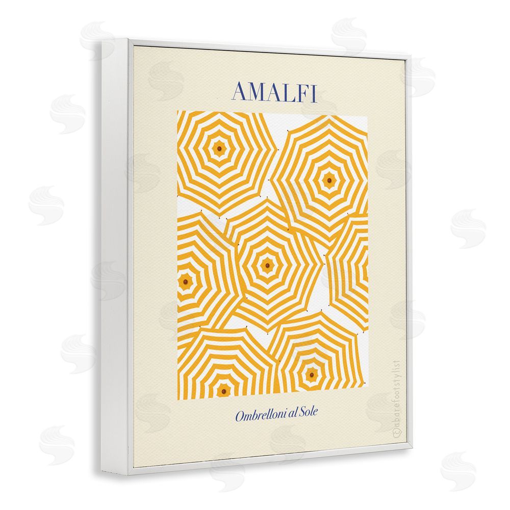 A Barefoot Stylist Yellow Amalfi Umbrellas White Framed Giclee Wall Art Print