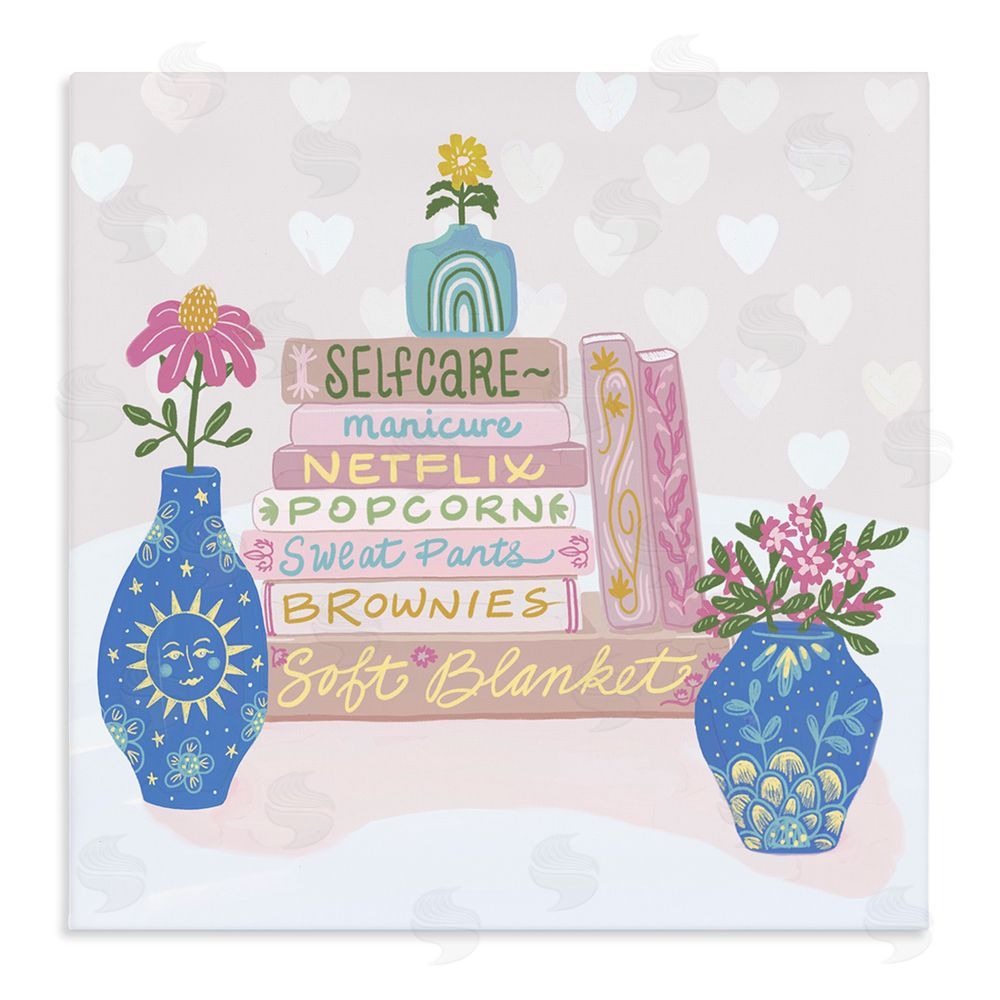 Connie Summers Cozy Boho Self Care Books Stretched Canvas Wall Art Print