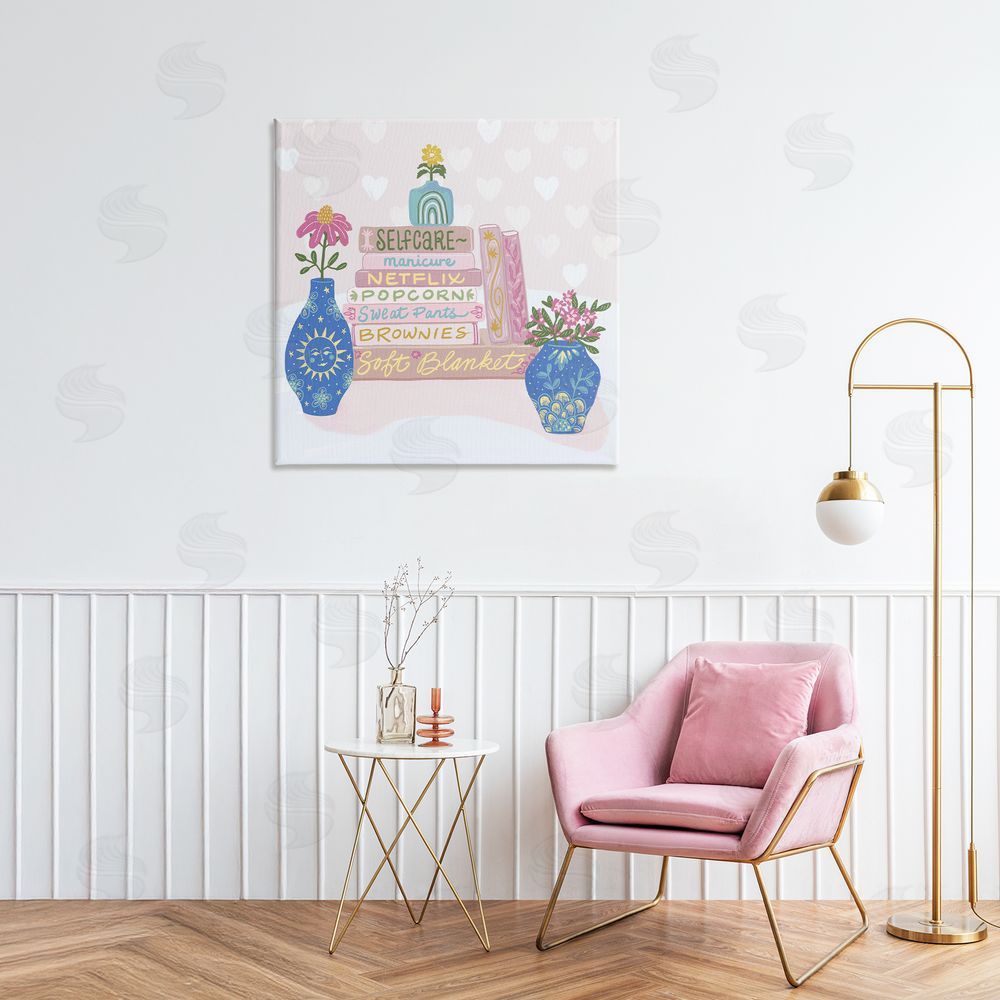 Connie Summers Cozy Boho Self Care Books Stretched Canvas Wall Art in Room