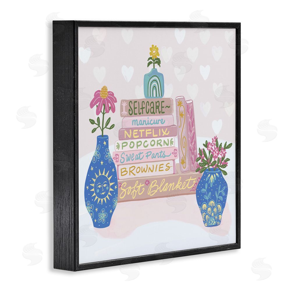 Connie Summers Cozy Boho Self Care Books Black Framed Giclee Wall Art Print