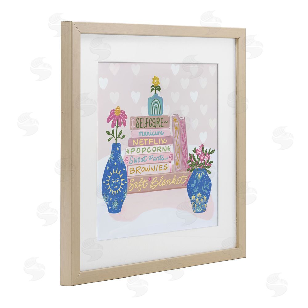 Connie Summers Cozy Boho Self Care Books Brown Framed Print Under Glass Wall Art