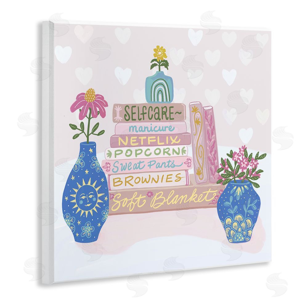 Connie Summers Cozy Boho Self Care Books Wooden Wall Plaque Art Print