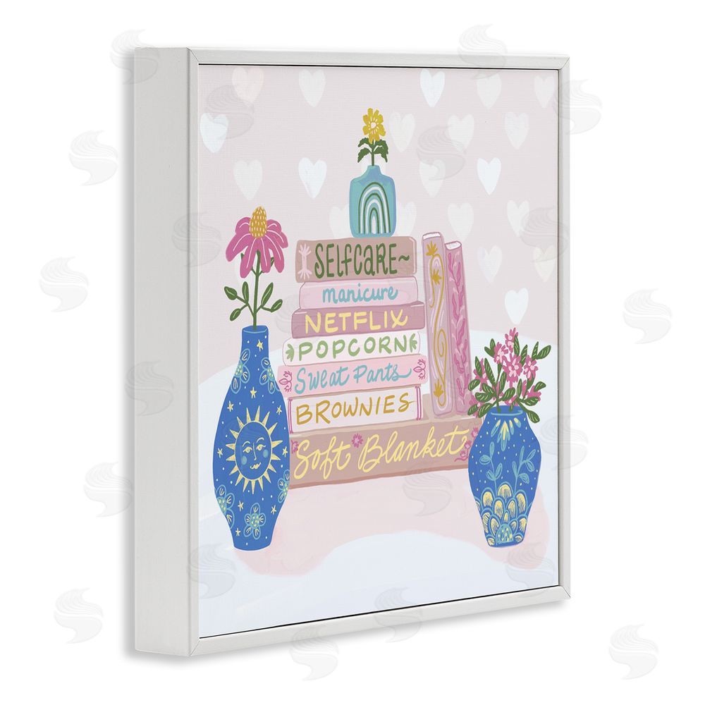 Connie Summers Cozy Boho Self Care Books White Framed Giclee Wall Art Print