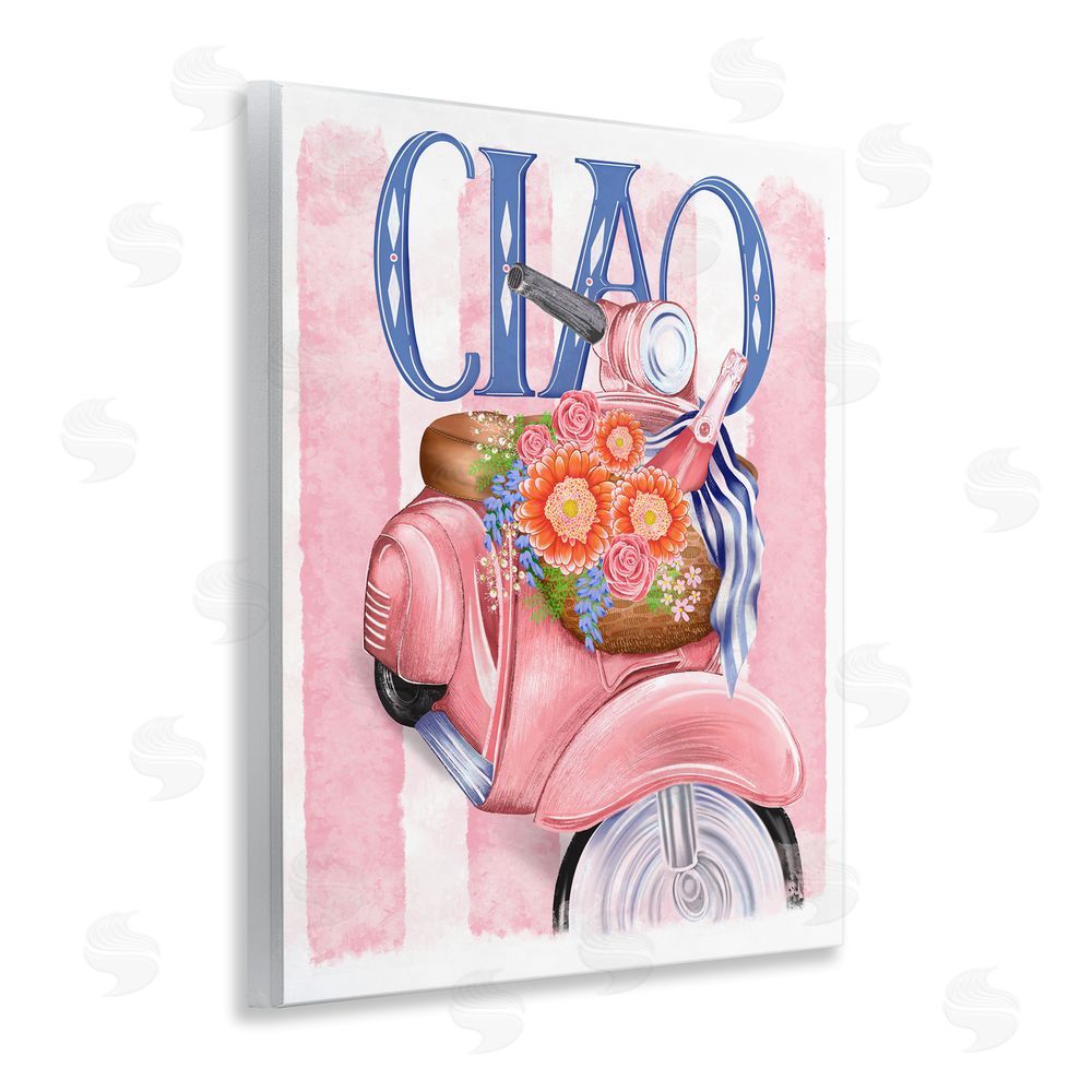 Lori Mosley Ciao Vespa with Flower Basket Wooden Wall Plaque Art Print