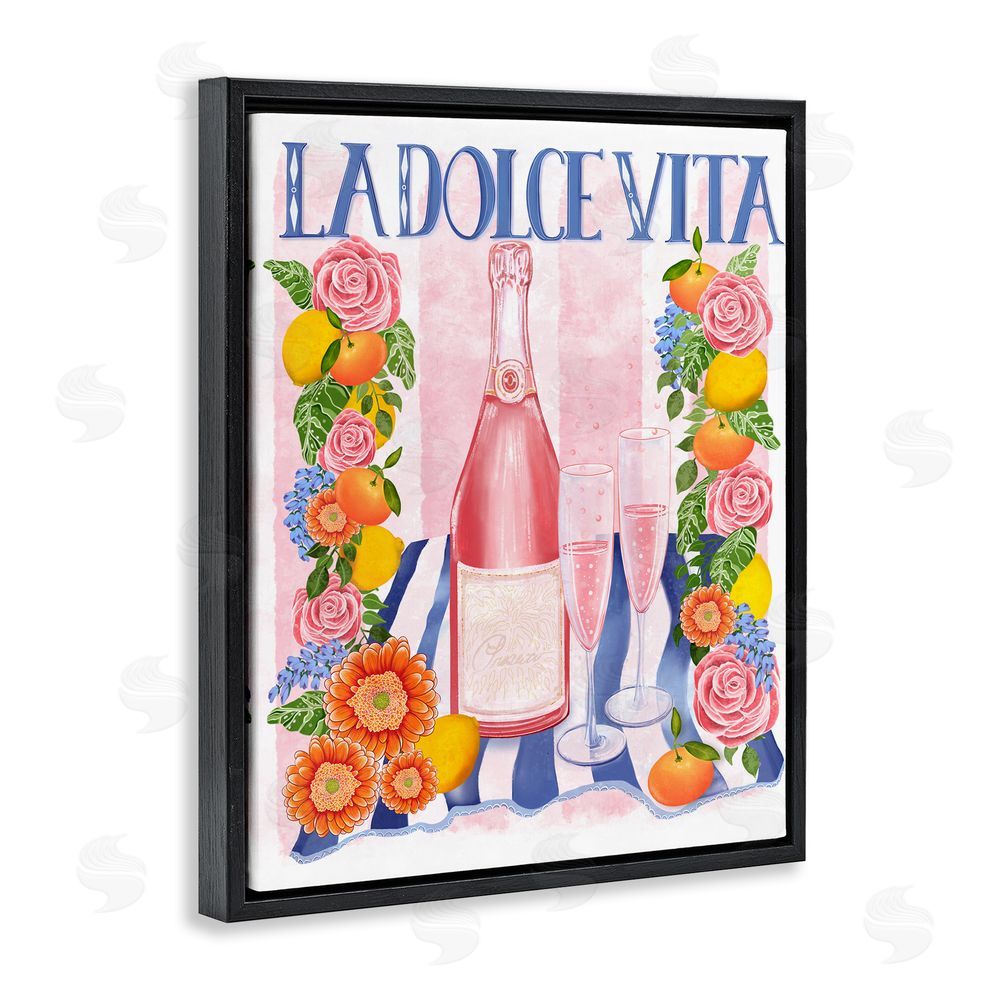 Lori Mosley Pink Champagne Picnic Black Floating Frame Canvas Wall Art Print