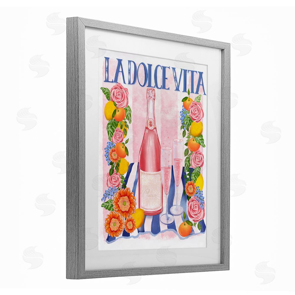 Lori Mosley Pink Champagne Picnic Gray Framed Print Under Glass Wall Art