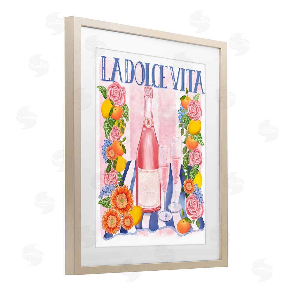 Lori Mosley Pink Champagne Picnic Brown Framed Print Under Glass Wall Art