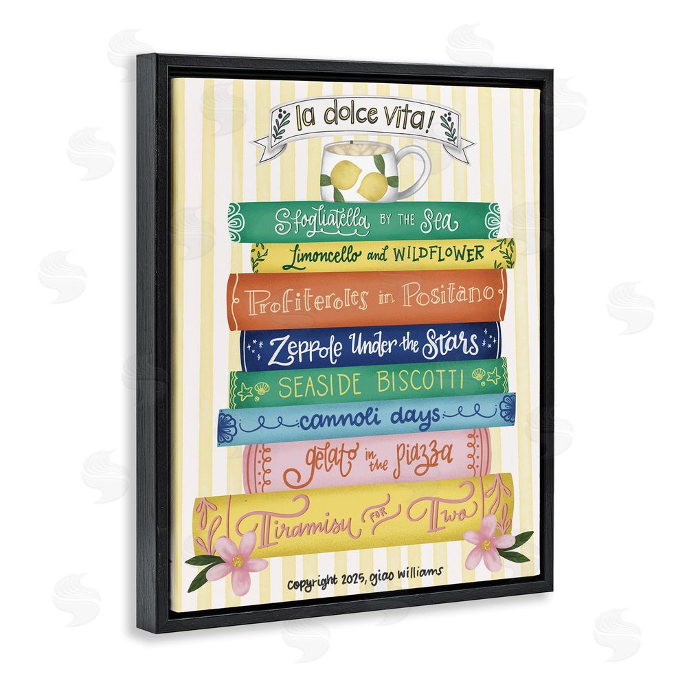 Giao Williams Italian Kitchen Cook Books Black Floating Frame Canvas Wall Art Print