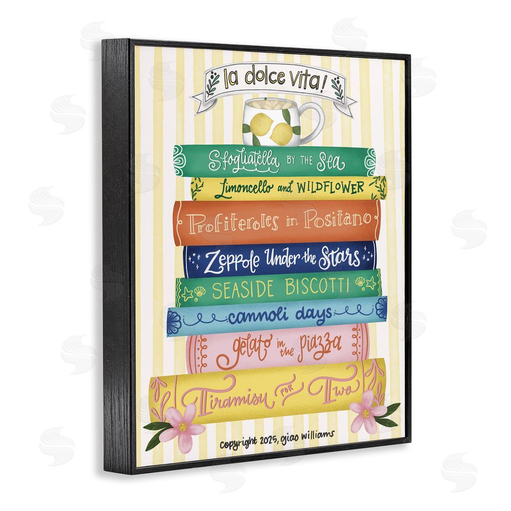 Giao Williams Italian Kitchen Cook Books Black Framed Giclee Wall Art Print
