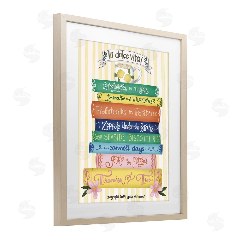 Giao Williams Italian Kitchen Cook Books Brown Framed Print Under Glass Wall Art