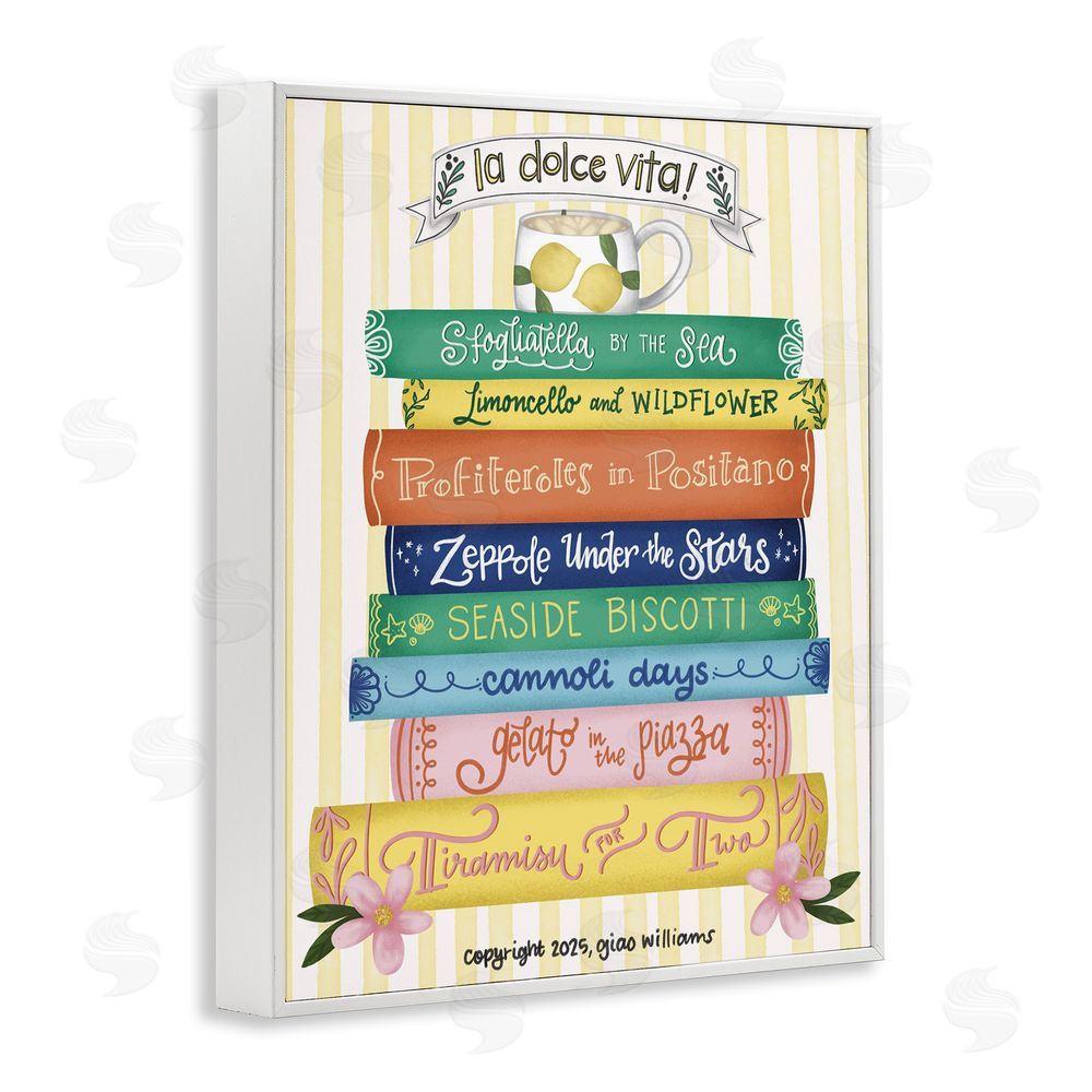 Giao Williams Italian Kitchen Cook Books White Framed Giclee Wall Art Print