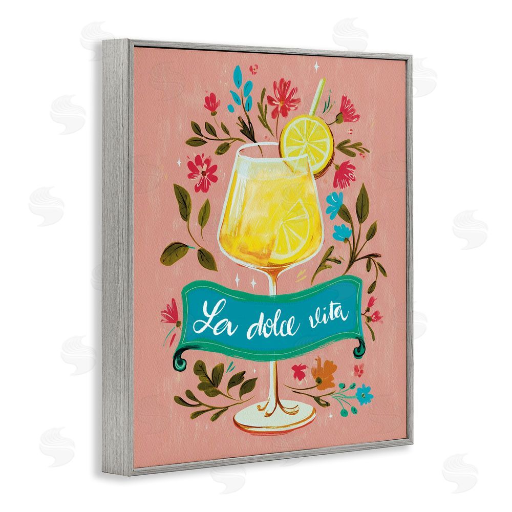 Yen Lemon Cocktail Sweet Life Gray Framed Giclee Wall Art Print