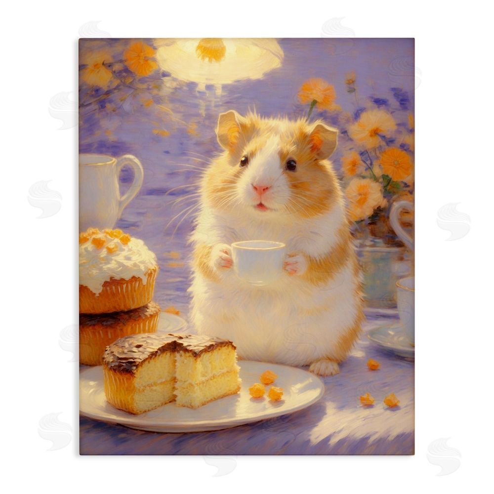 Angie Hawke Hamster Tea Party with Cake Stretched Canvas Wall Art