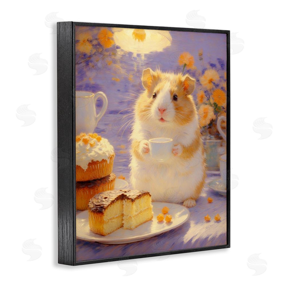 Angie Hawke Hamster Tea Party with Cake Black Framed Giclee Wall Art