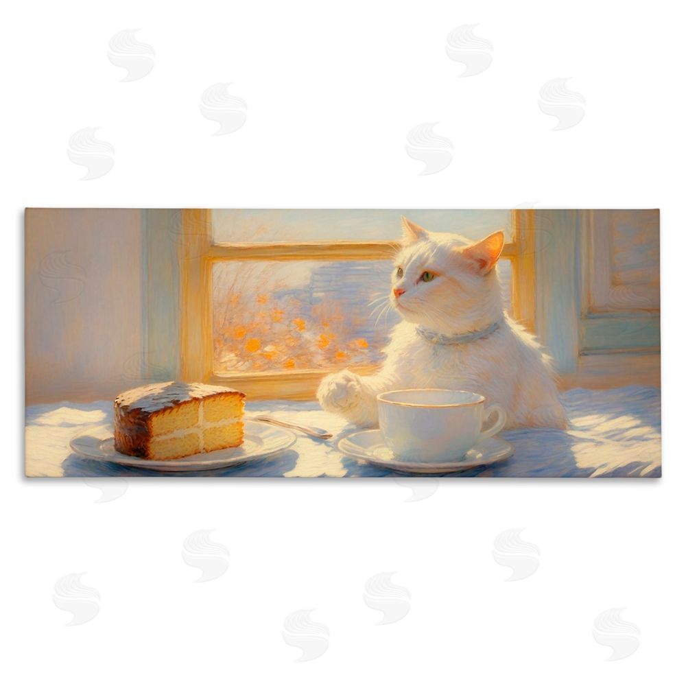 Angie Hawke Sunlit Tea Party Cat Stretched Canvas Wall Art Print