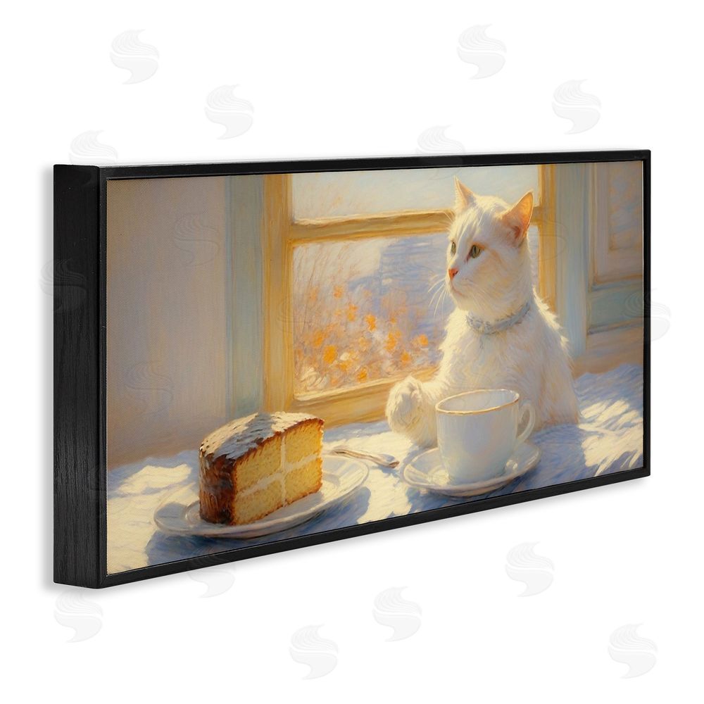 Angie Hawke Sunlit Tea Party Cat Black Framed Giclee Wall Art Print