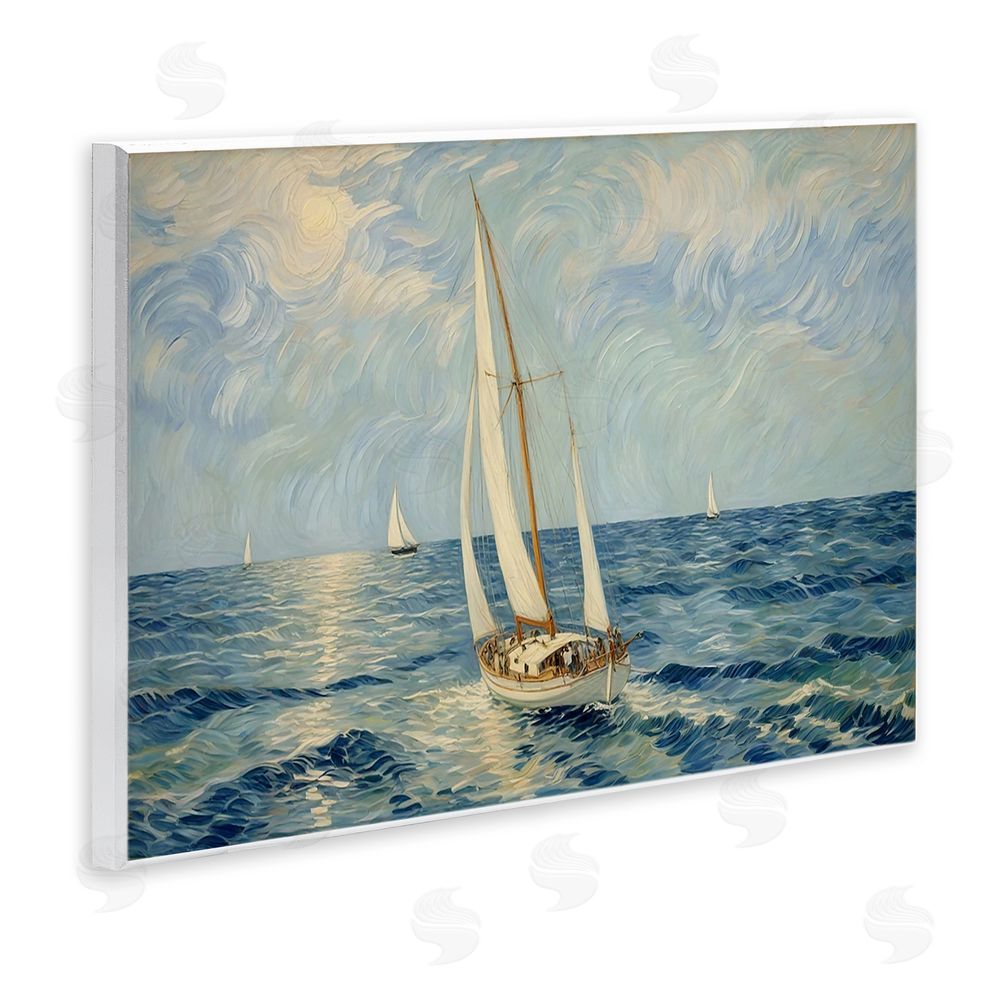 Angie Hawke Sailing Yacht on Blue Sea Wall Plaque Printed Art