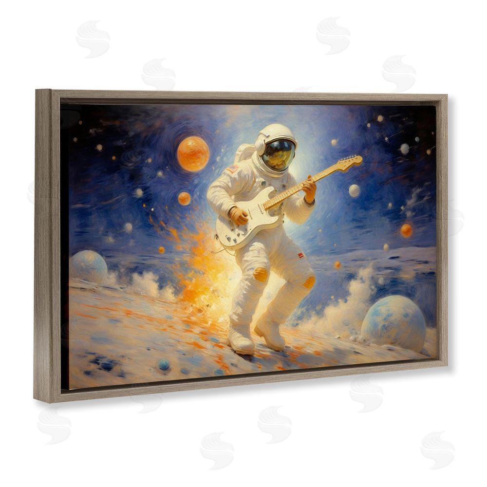 Angie Hawke Space Astronaut Musician Brown Floating Frame Canvas Wall Art Print