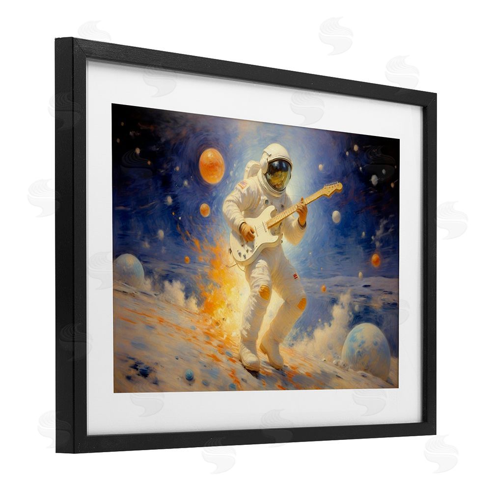 Angie Hawke Space Astronaut Musician Black Framed Print Under Glass Wall Art