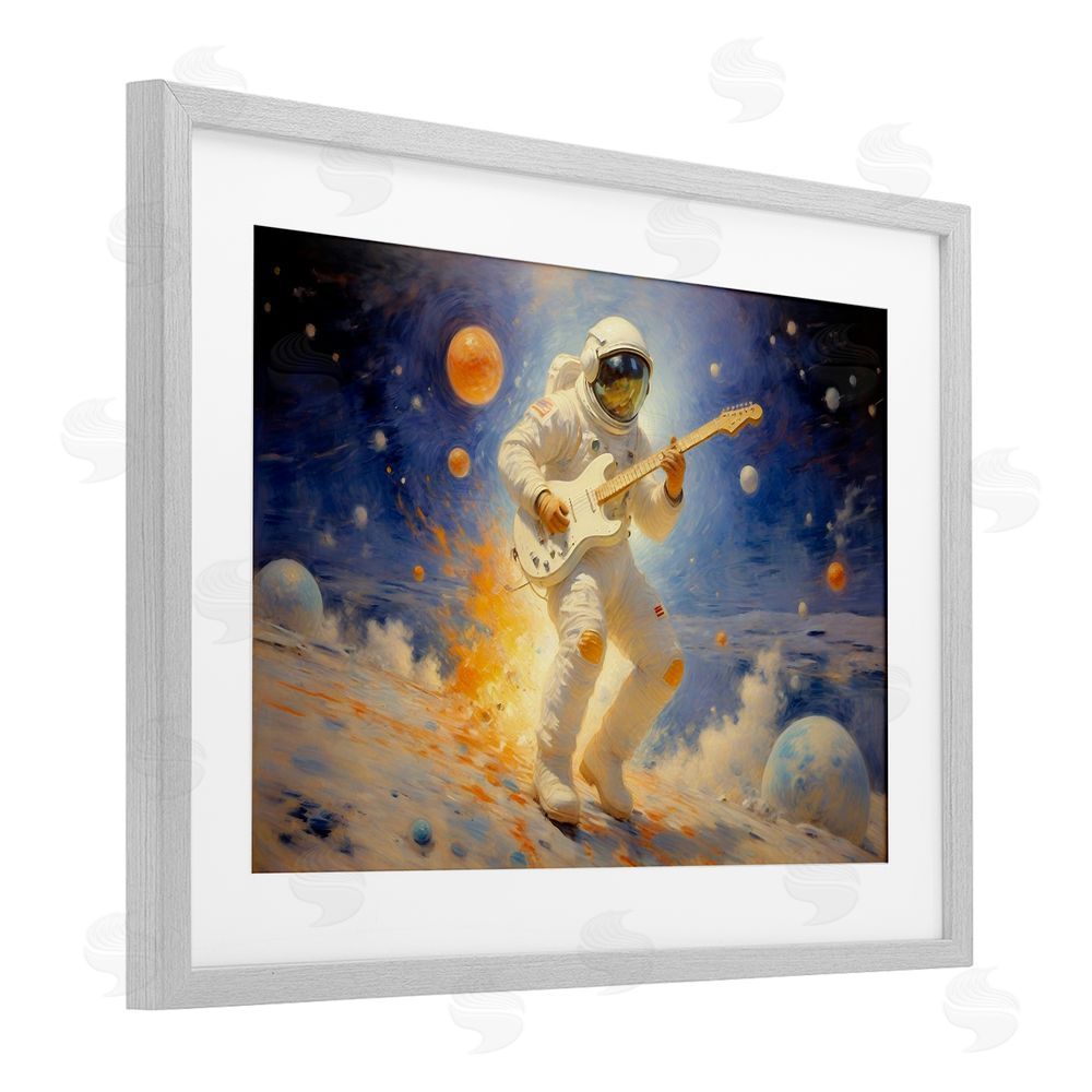 Angie Hawke Space Astronaut Musician Gray Framed Print Under Glass Wall Art