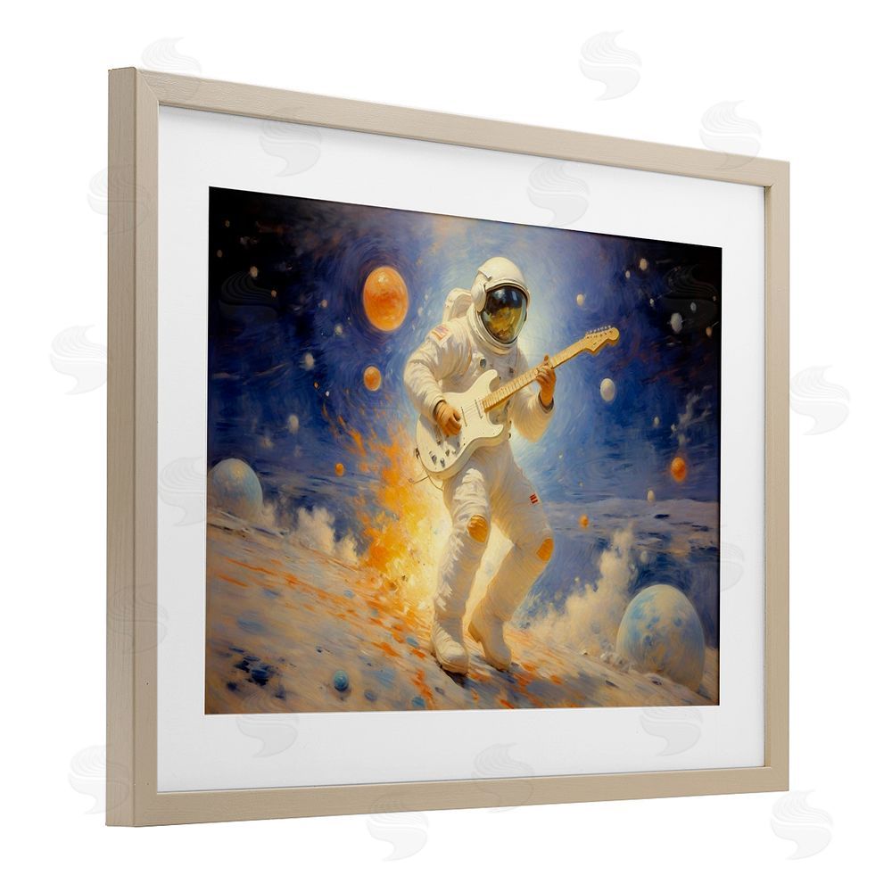 Angie Hawke Space Astronaut Musician Brown Framed Print Under Glass Wall Art