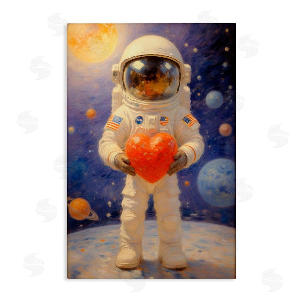 Angie Hawke Astronaut Holding Heart Stretched Canvas Wall Art Print
