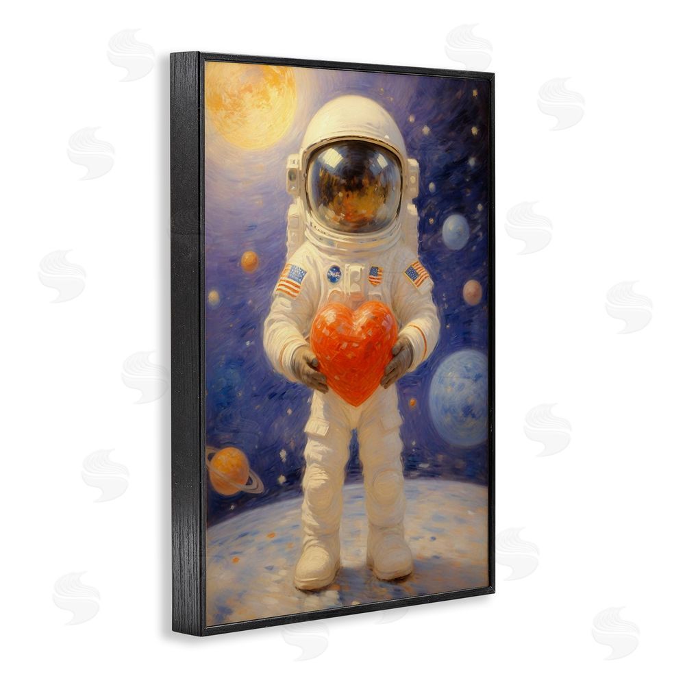 Angie Hawke Astronaut Holding Heart Black Framed Giclee Print Wall Art