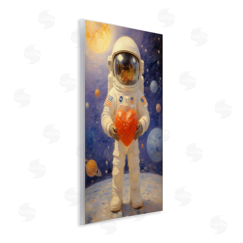 Angie Hawke Astronaut Holding Heart Wooden Wall Plaque Art Print