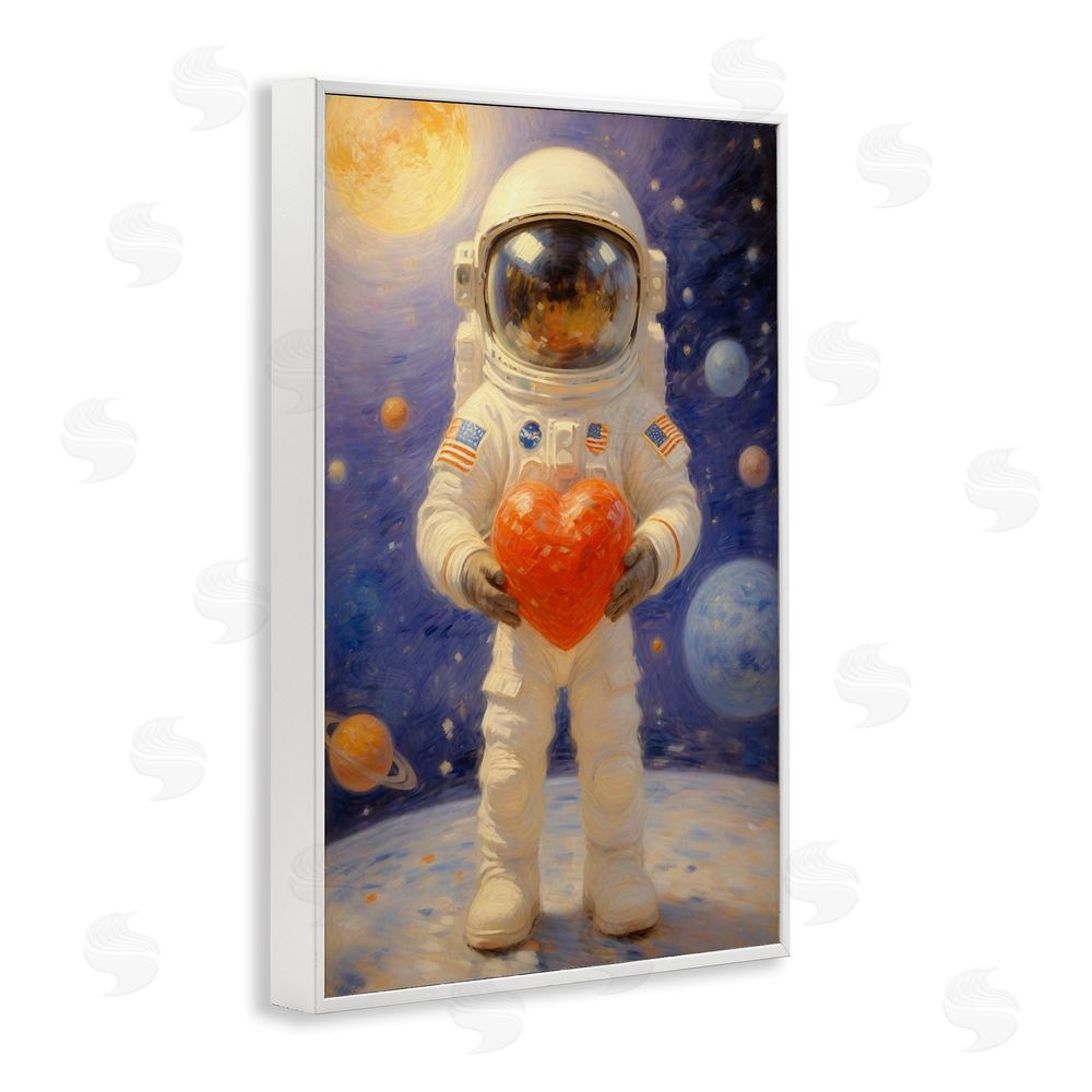 Angie Hawke Astronaut Holding Heart White Framed Giclee Print Wall Art
