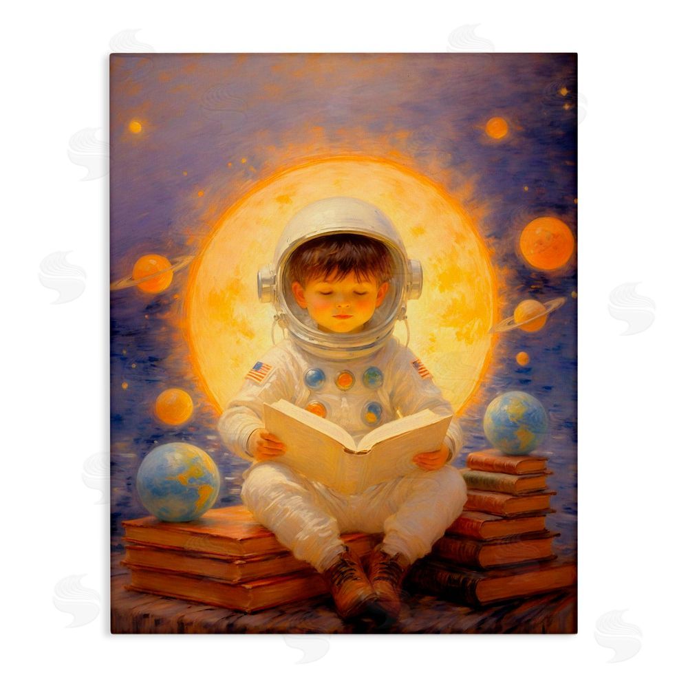 Angie Hawke Astronaut Child Learning Stretched Canvas Wall Art Print