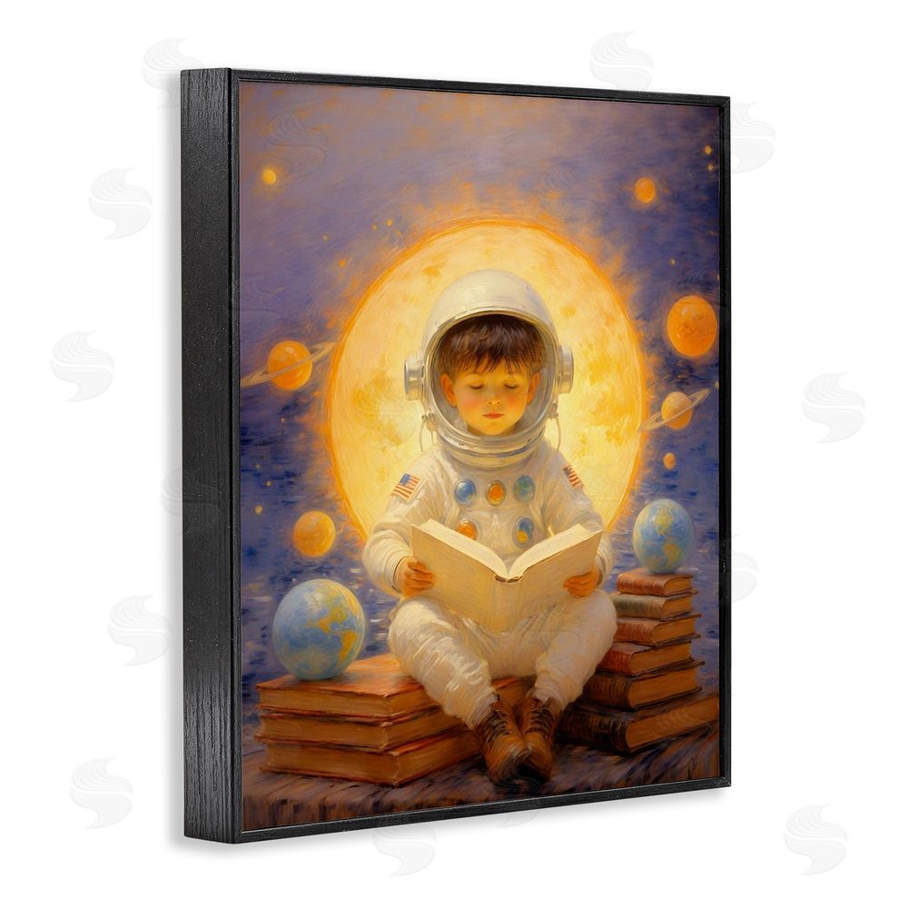 Angie Hawke Astronaut Child Learning Black Framed Giclee Print Wall Art